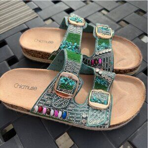 Women's Beaded Sandals EU 40 / US 9-9.5 – Dazzling Summer Shoes - New Chicmuse